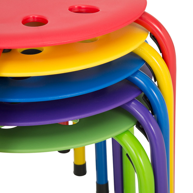 Assorted Color Plastic Stackable Office Stools, Set of 5