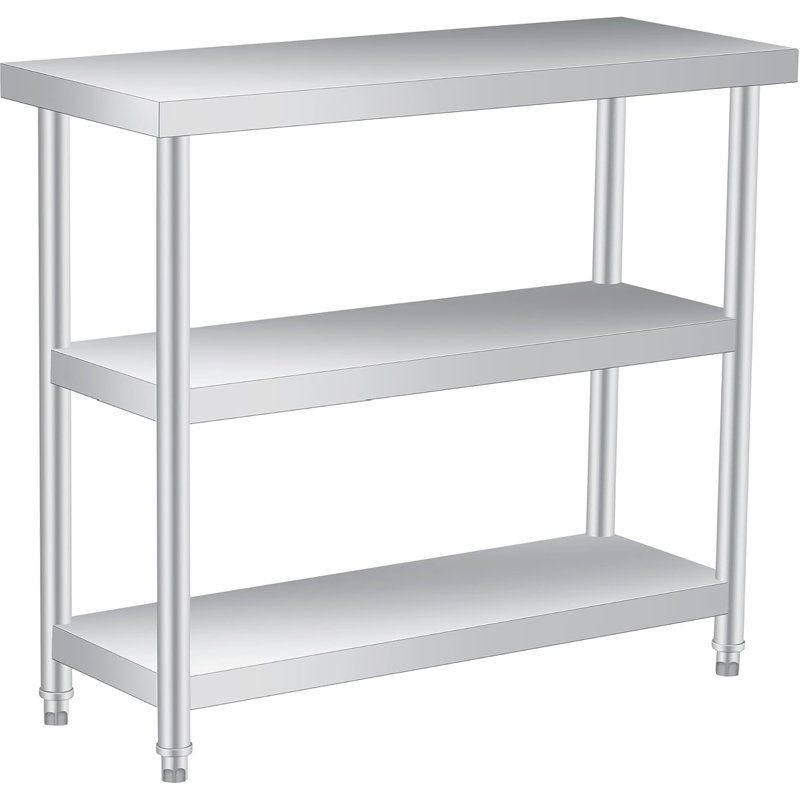 idealhouse Stainless Steel L x W x 86 cm H Adjustable Prep Station, 36x91x86, without wheels
