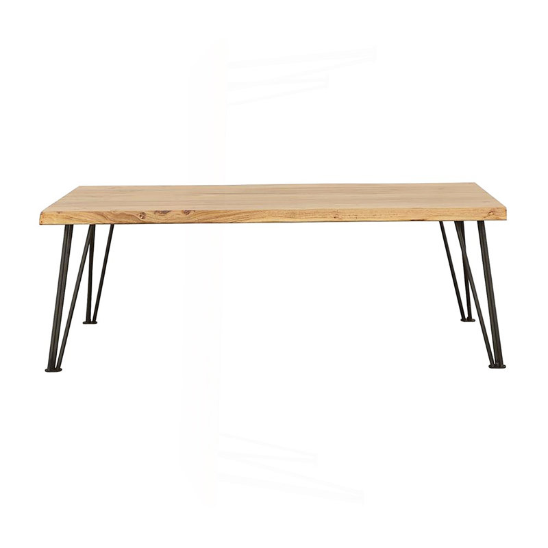 Natural And Matte Black Coffee Table With Hairpin Leg