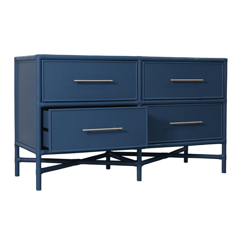 Venice 4 Drawers 54" W Double Dresser, Navy Blue