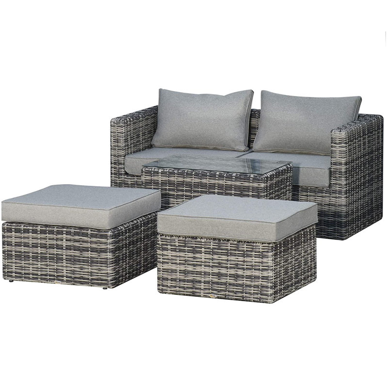 Hayron 4 Seater Rattan Conversation Set