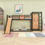Lit superposé simple TG au-dessus de simple TG avec tablettes, glissade, panier de basketball, mur d'escalade, anneaux rétractables et garde-corps