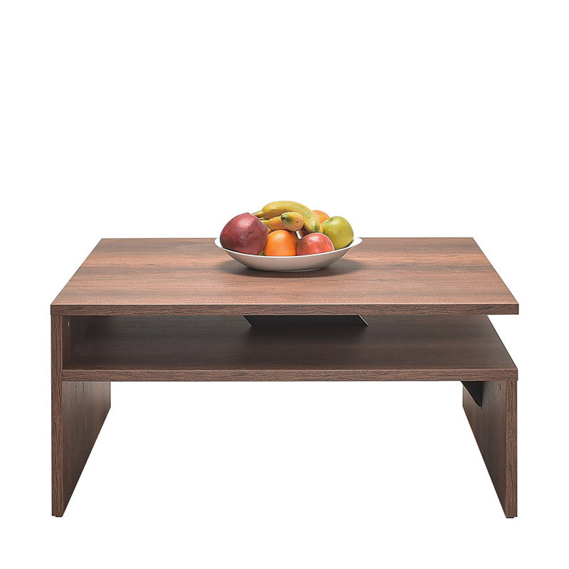 Table basse moderne avec rangement supplémentaire, noyer, 35,4 x 16,5 x 35,4 pouces | Panneau de particules 100% enduit de mélamine, durable et élégant | Parfait pour le salon et les espaces familiaux, conception élégante