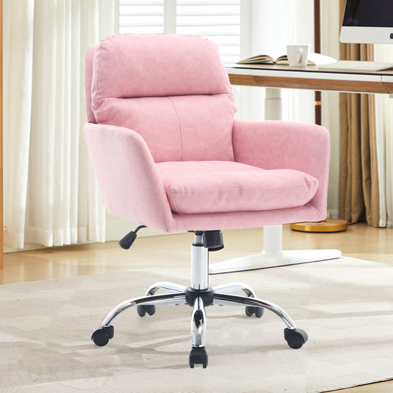 Chaise de bureau en cuir synthétique rose, Rose