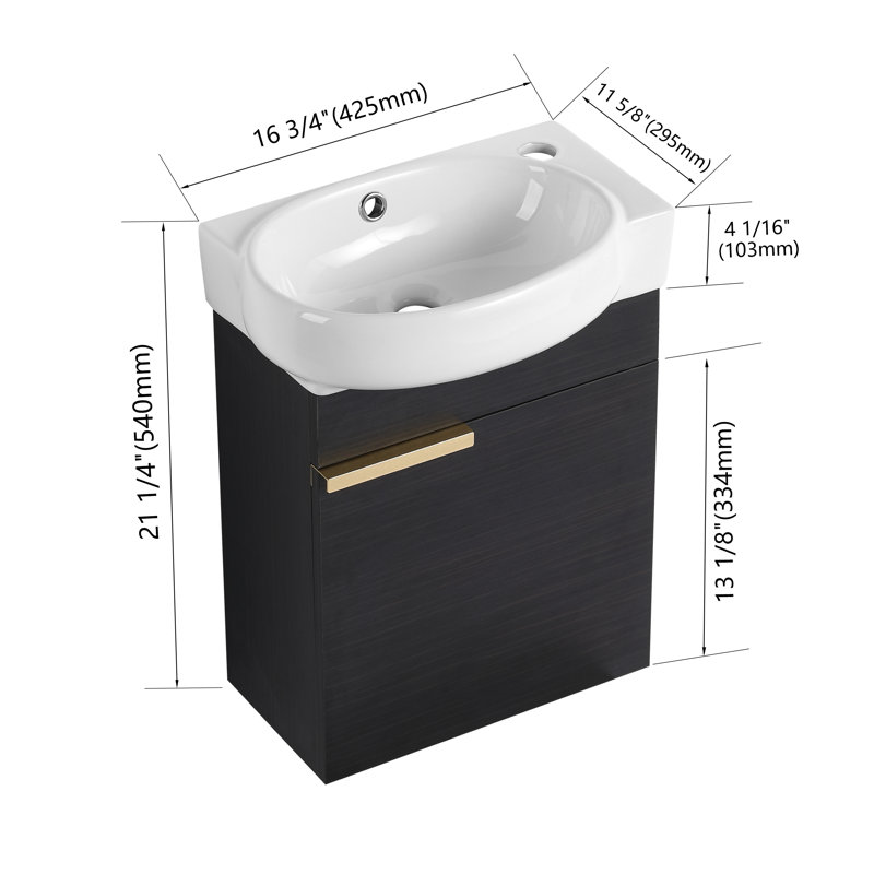 Meuble-lavabo flottant 16 "Bend (RTA) Bend, Noir