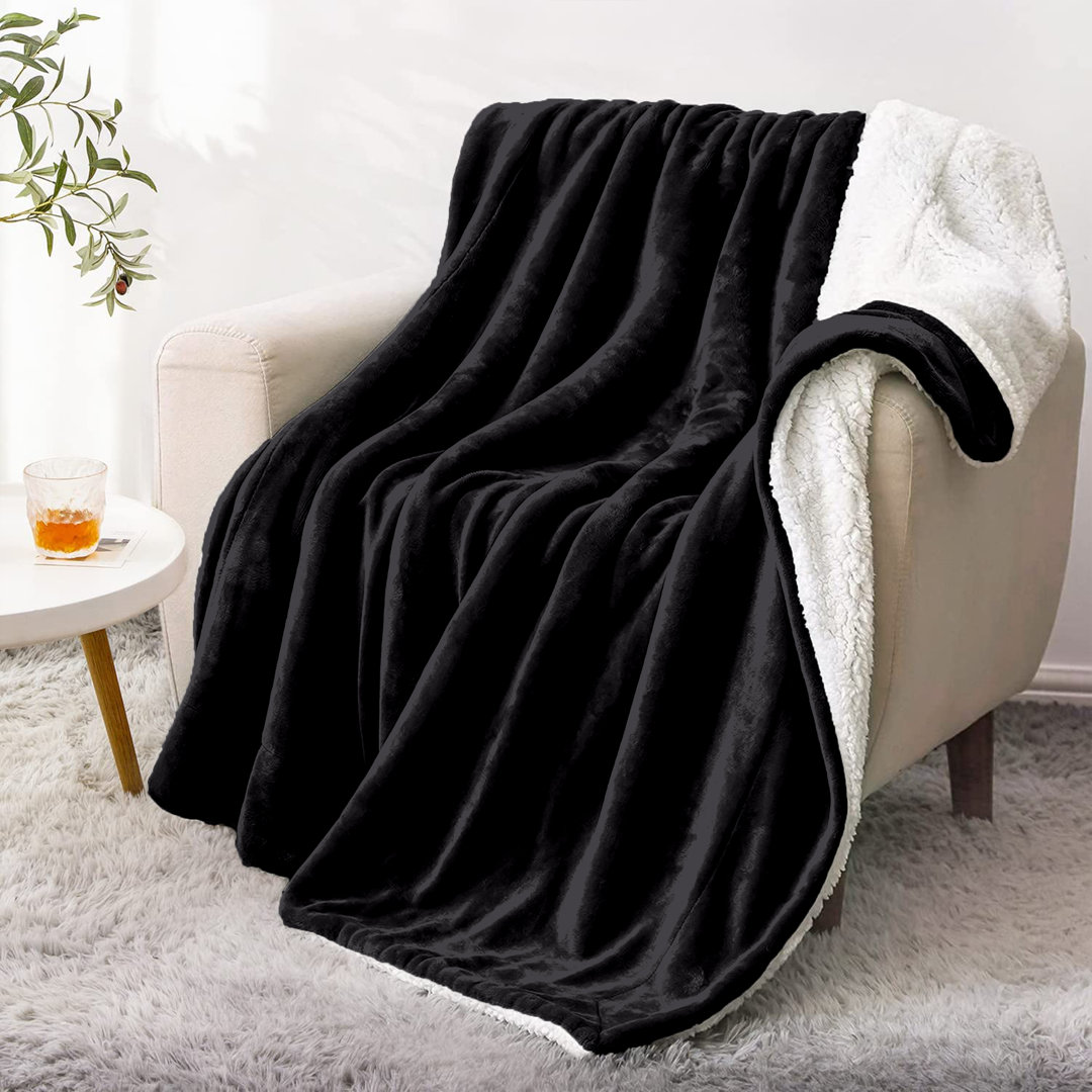 Sherpa Fleece Fur Thick Reversible Blanket Throw