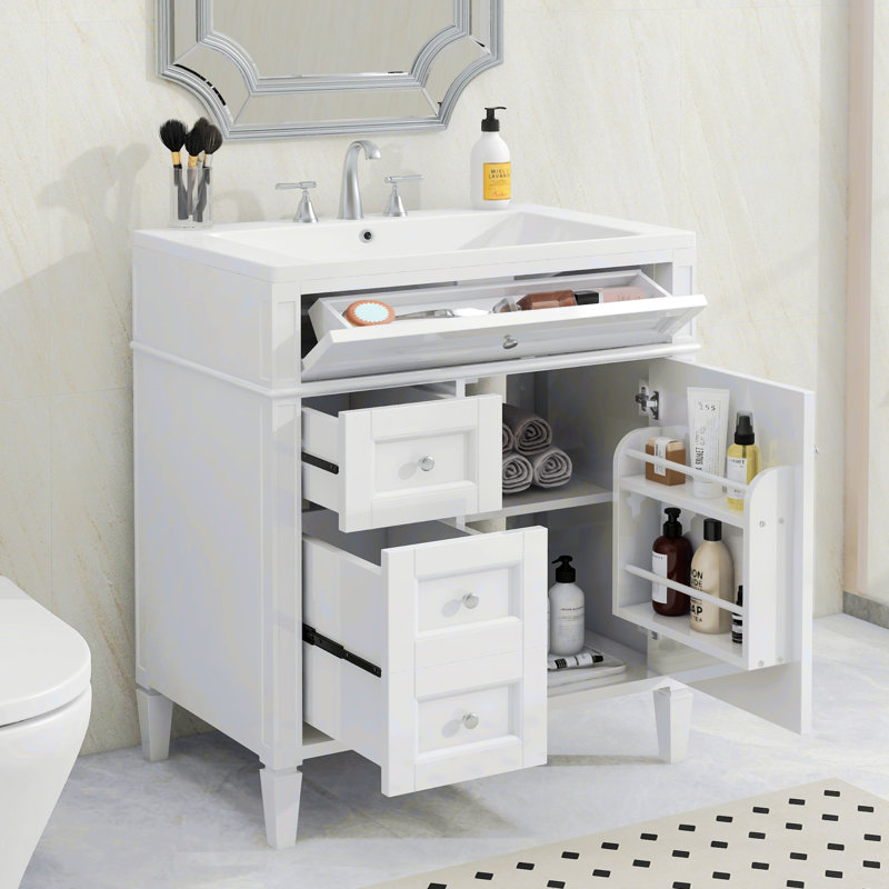 Rangement pour salle de bain Suzuko, Blanc