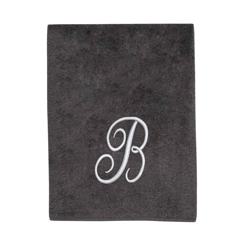 Winston Porter Granite/Silver Script Monogram Bath Towel Letter B