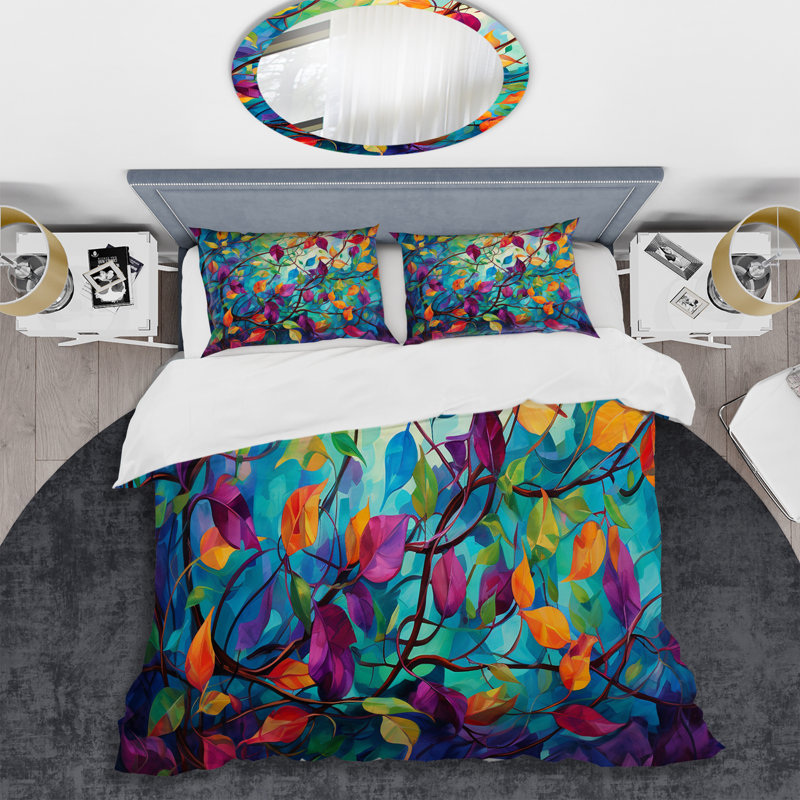 Ensemble de housse de couette multicolore Vibrant Vines I - Abstract Botanicals