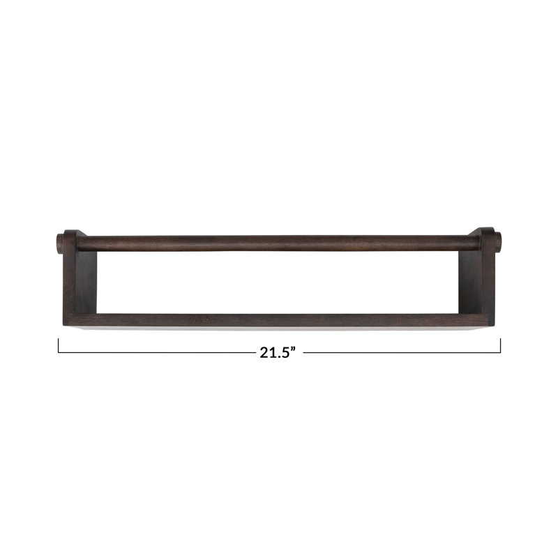 Mango Wood Wall Shelf with Rod
