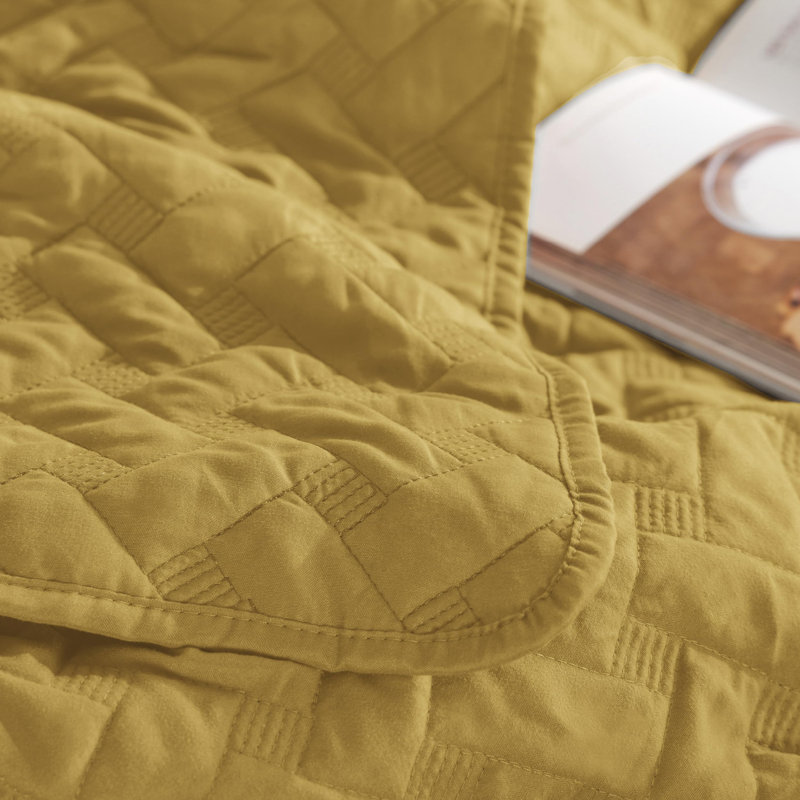 Couvre-lits légers avec motif de tissage de panier Quilts, ensemble de literie à courtepointe douce, couvre-lit Hazel, Miel