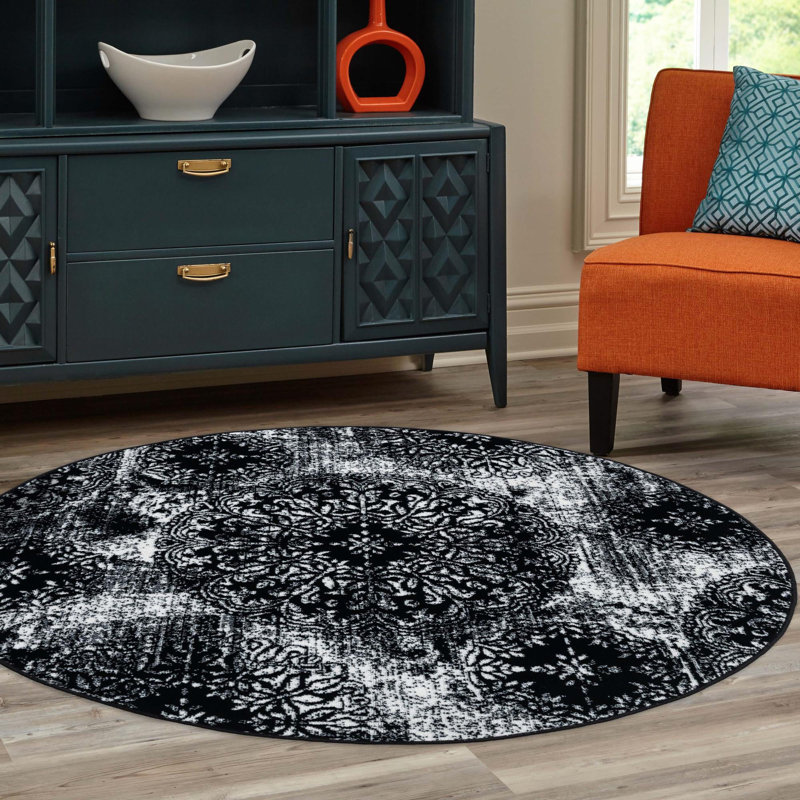 Tapis campagnard et floral Sandrine, Rond 7 pi