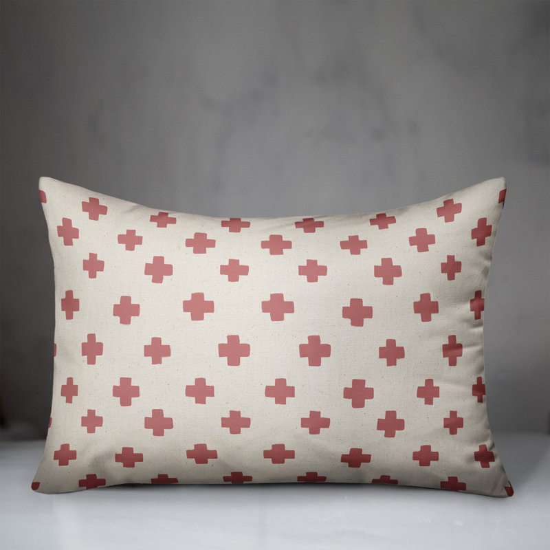 Housse et insert de coussin rectangulaire d'extérieur Swiss Cross 19, Rose