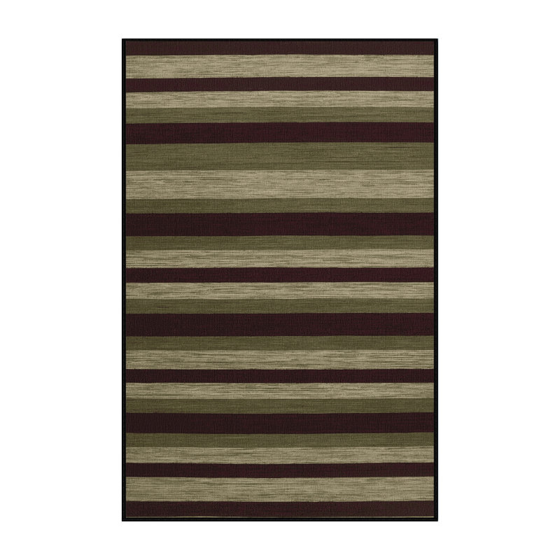 Tapis noir à rayures horizontales lavable à la machine