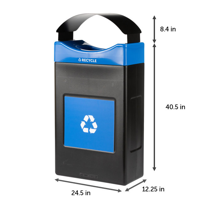 Contenant de recyclage Commercial Zone Avante, unité peu profonde de 30 gallons avec couvercle de pavillon, doublure incluse