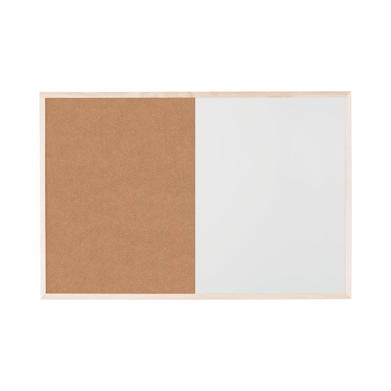 Bi-Office budget non-magnetic combination board with wooden frame, 60cm H x 40cm W x 2cm D