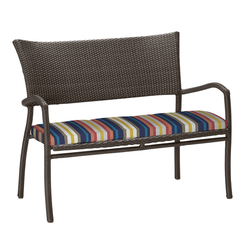 Skye Wicker Garden Bench, Black Walnut, Natural White, Welt
