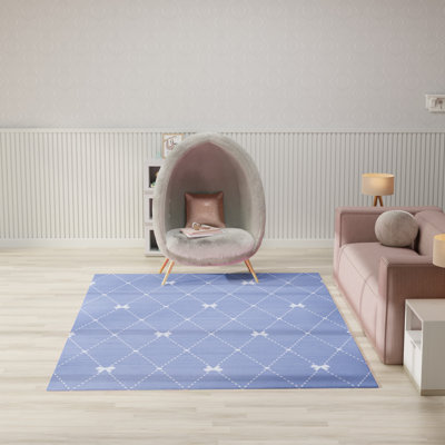 Arranjeet Machine Washable Blue Indoor Rug