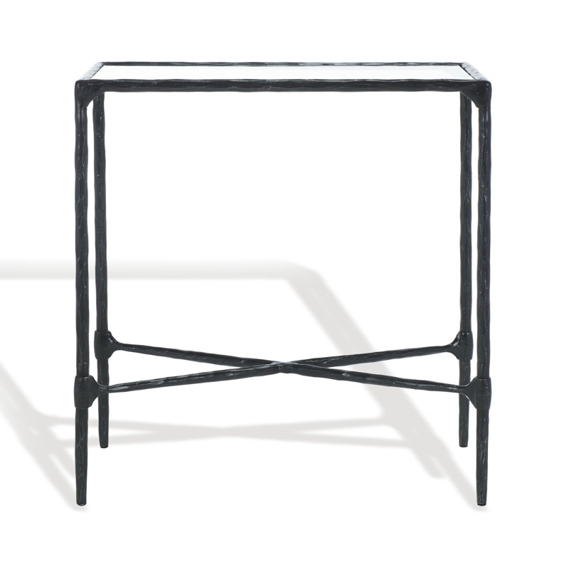 Isabellina Metal and Glass Accent Table, Black