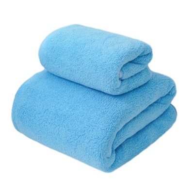 Soft Velvet 2 Piece Bath And Face Towel Set, Highly Absorbent Comfortable Towels For Home And Gym, 55.1x27.6in Blue