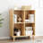 Freestanding Open Cubes Bookcase - 2-Tier Floor Standing Wooden Storage Display Cabinet Organizer With Legs For Home Office, 4-Cubes Open Shelf Low Short Bookshelf, Oak