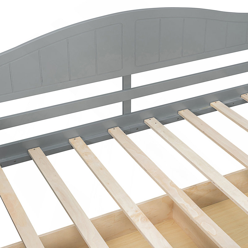 Twin Size Wooden Canopy Day Bed With 2 Drawers, Modern Design For Space-Saving And Comfortable Sleeping, Gray