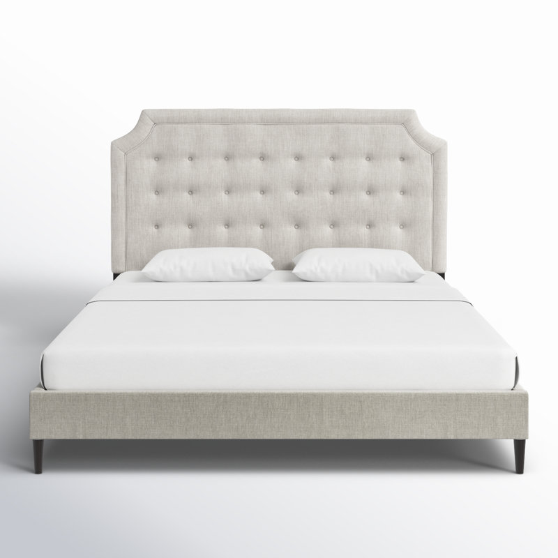 Upholstered Platform Bed, King, Beige