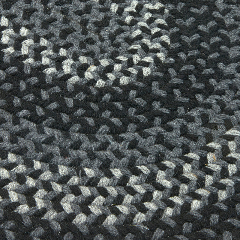 Tapis noir / gris anthracite en laine tissé à la main Charleston, Ovale 8 pi x 11 pi