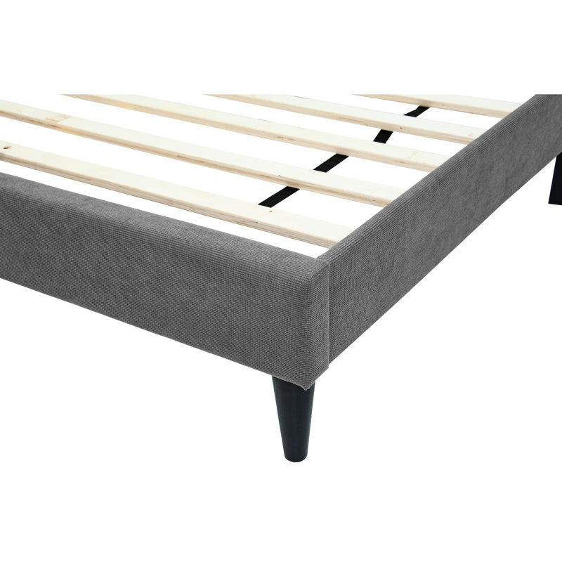 Tête de lit pour chambre à coucher simple moderne en gris, réglable jusqu'à 3 po, lin brossé, 12 supports, aucun sommier requis avec sommier gris, accessoire