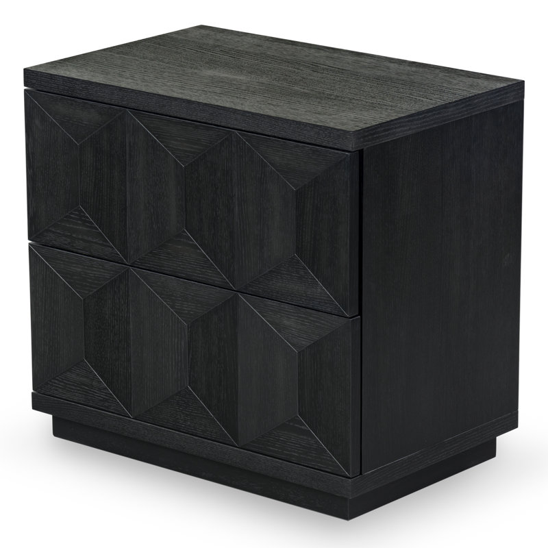 Jaquila Wood 2 Drawer Nightstand, Black