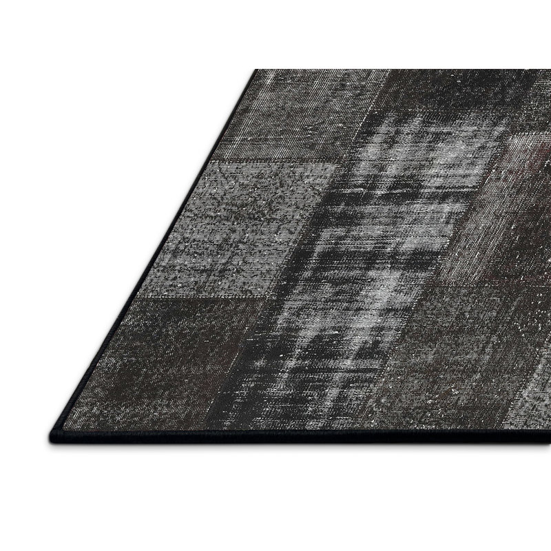 Tapis contemporain gris anthracite / gris, Rectangle 5 pi x 7 pi
