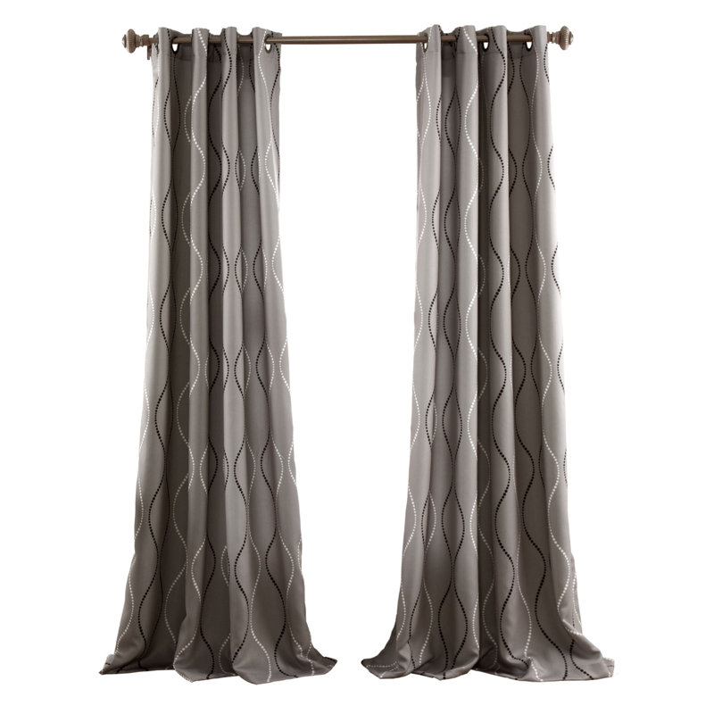 Swirl Room Darkening Curtain Pair, Gray, 52" W x 95" L