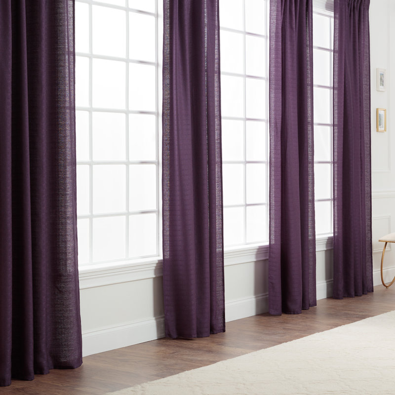 Paire de rideaux semi-transparents avec passe-tringle Moller, l 52 po x L 63 po, Aubergine