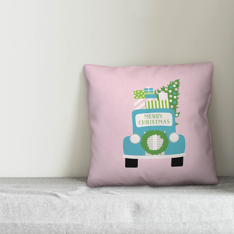  Coussin Bright Merry Christmas, 16 po x 1 po, Housse de coussin seulement - Insert