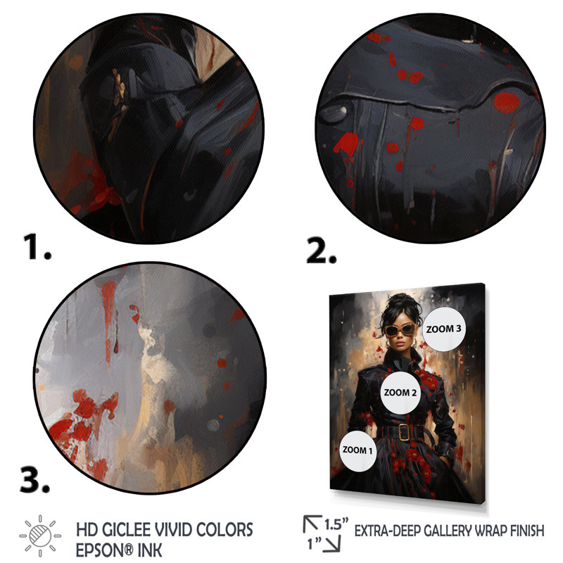 Sagitta Red Fashion Finest - reproduction sur toile, H 20 po x l 12 po x P 1 po, Cadre photo noir