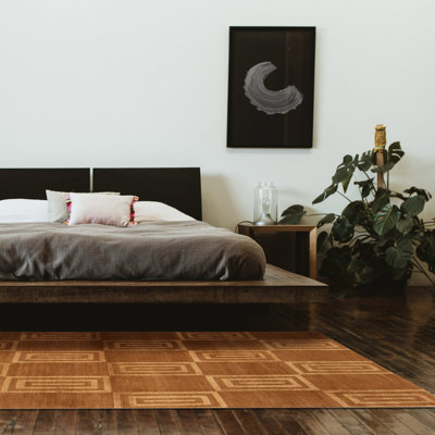 Tapis géométrique brun en laine noué à la main 4 pi x 5 pi 10 po Geometric