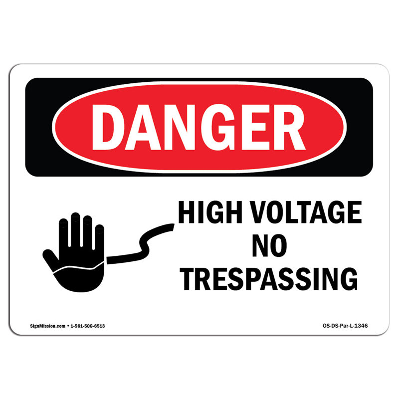 Danger Sign, 12" H x 18" W x 0.1" D