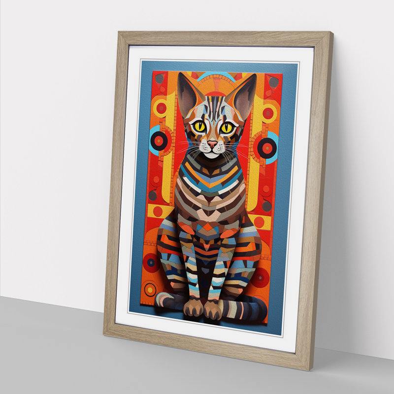 Bengal Cat Constructivism - Framed Print, Oak Framed, 64cm H x 46cm W x 2cm D