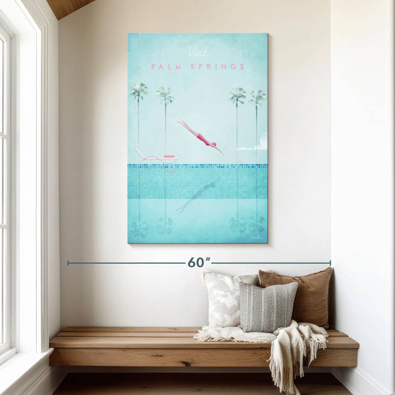 Affiche de voyage rétro Aime Palm Springs, H 48 po x l 32 po