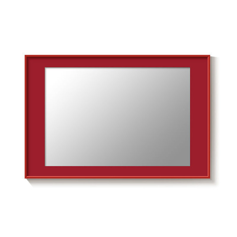 Rectangle Metal Wall Mirror, 19.69" H x 27.56" W, Red