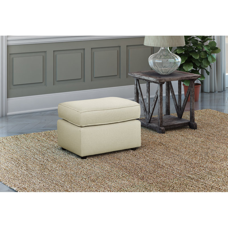 Leigh Upholstered Ottoman, Conversation Pearl Basketweave