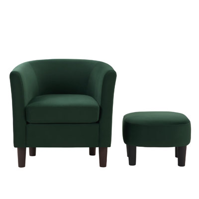 Accent Chair with Ottoman, Modern Barrel Chair Armchair by Winston Porter