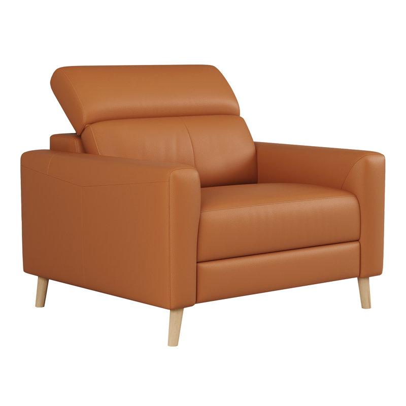 Fauteuil d'appoint en cuir Tawanne, Cognac