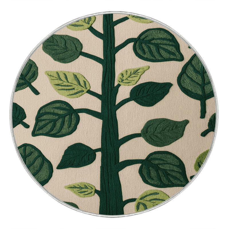 Washable Tree Spinach Vegetables Area Rug, Round 8'