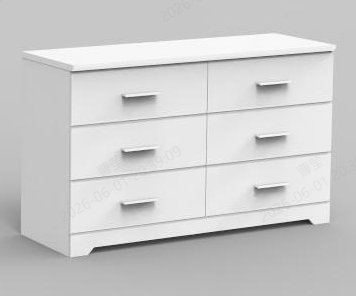 Modern Beveled-Edge Six-Drawer Chest