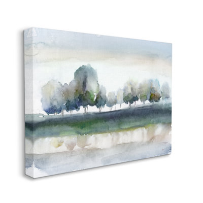 " Tree Orchard Flowing River Watercolor Nature Scene " by Nan Painting Print