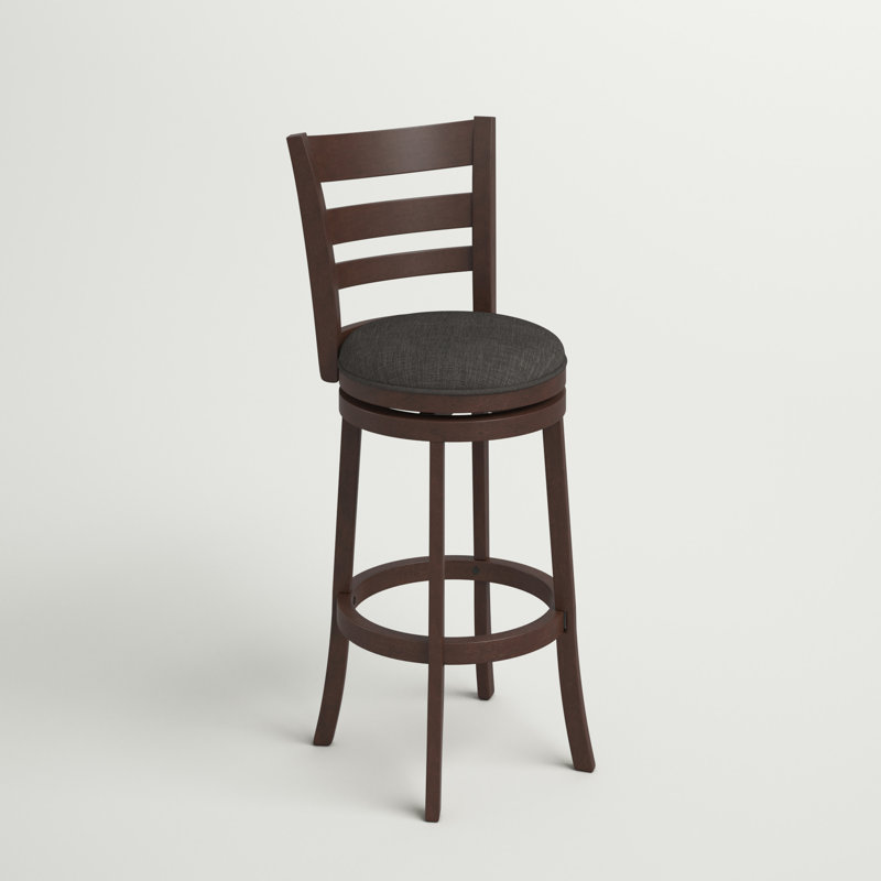 Tabouret de bar et de comptoir pivotant Adelynn, Cerisier foncé, Tissu gris foncé