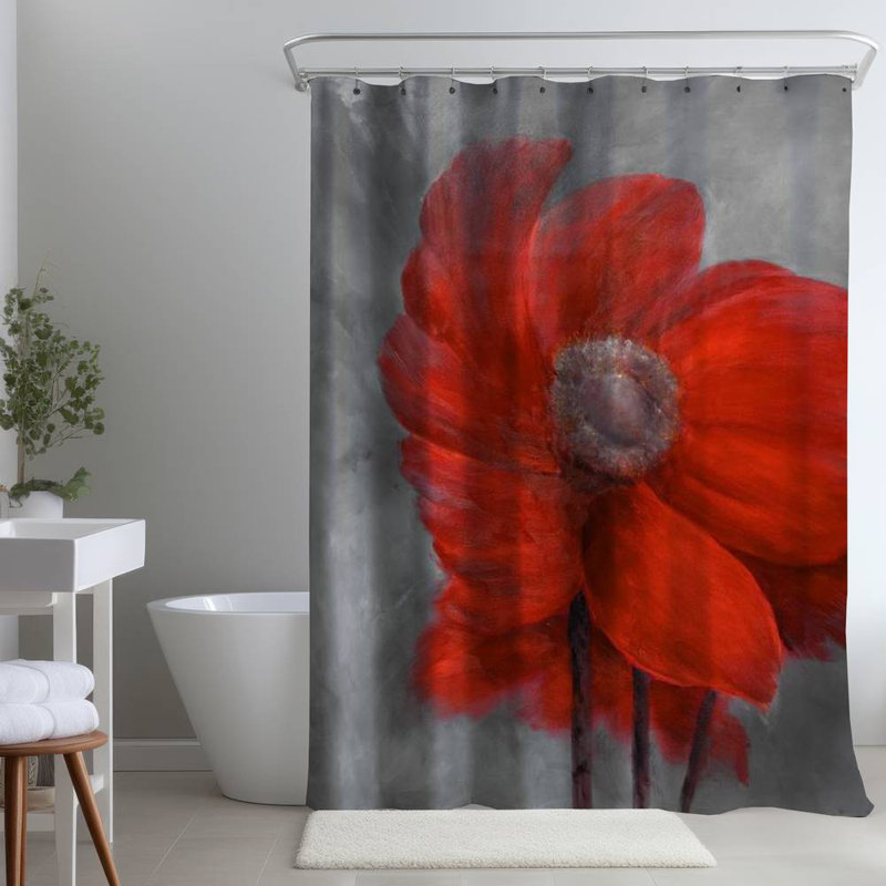 Floral – Polyester Shower Curtain, Dye Sublimation Print, 71" W × 74" L
