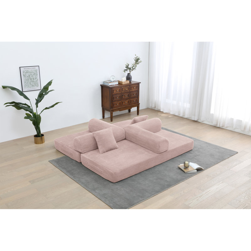 Canapé-lit Boneless Corduroy, Rose clair