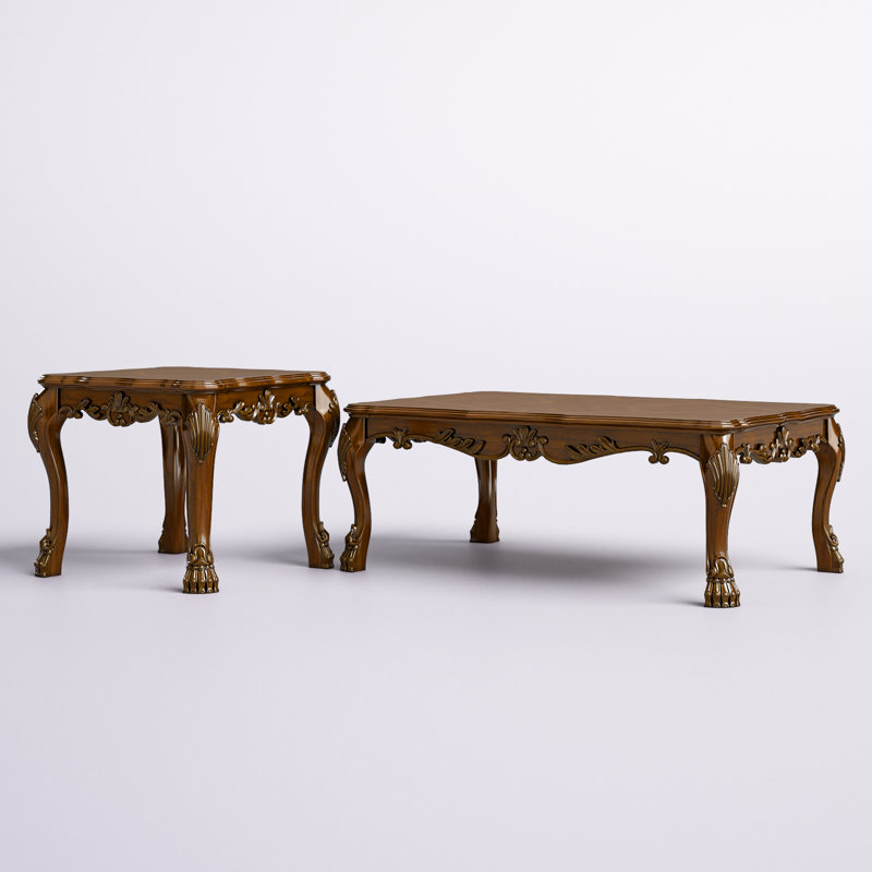 Caruthers 2 Piece Coffee Table Set, Cherry Oak
